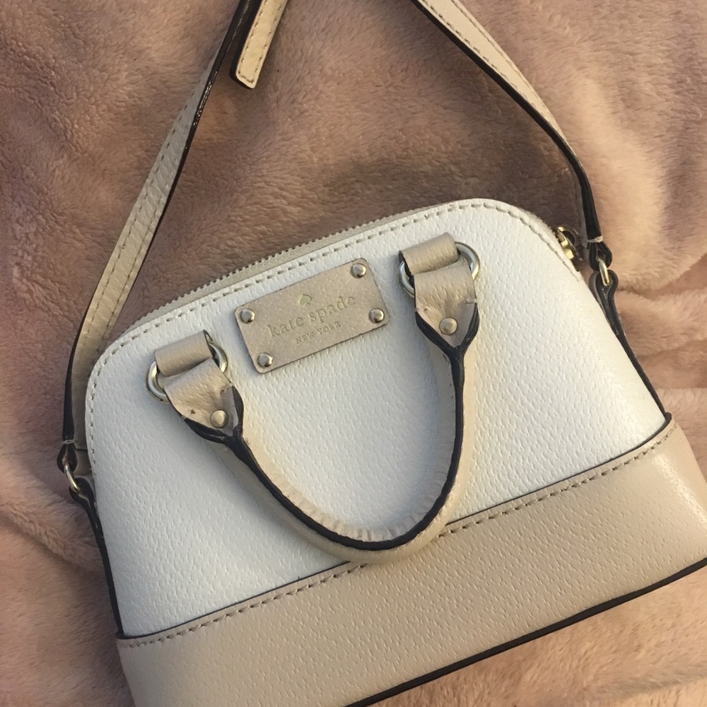 Kate Spade mini satchel nude/tan and white. NWOT.